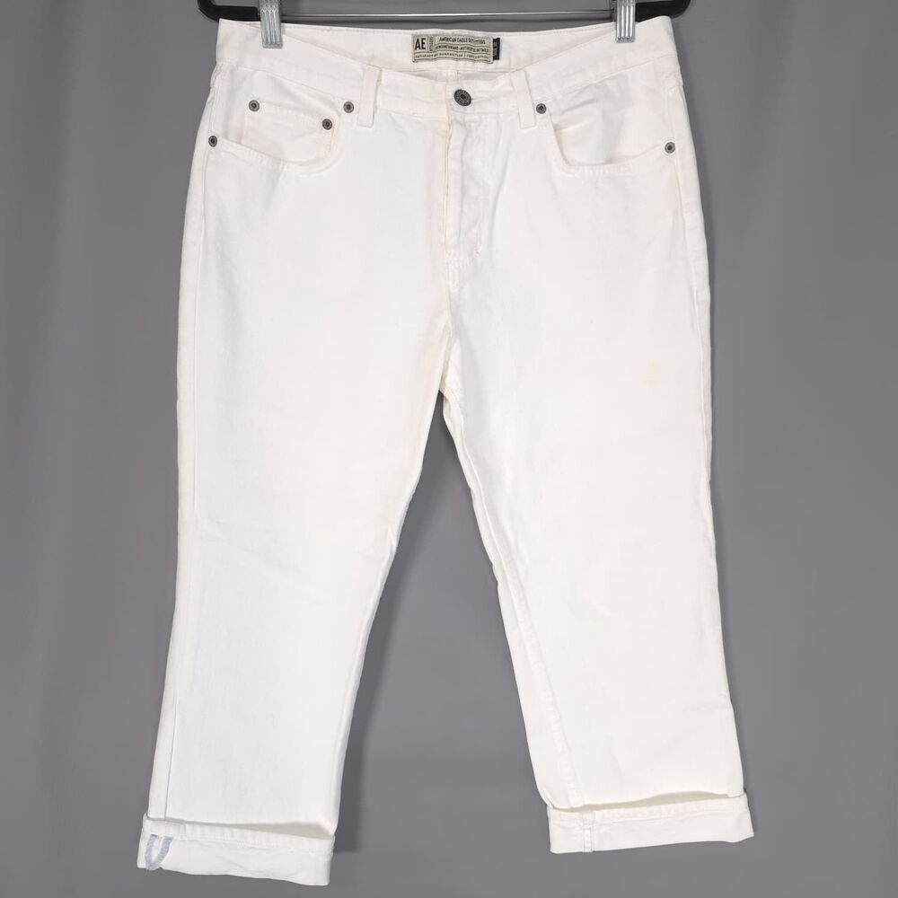 AMERICAN EAGLE Womens Jeans Capri High Rise 10 Vintage White‎ USA MADE 7446
